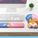 Shiba Inu pattern mouse pad and keyboard palm rest set