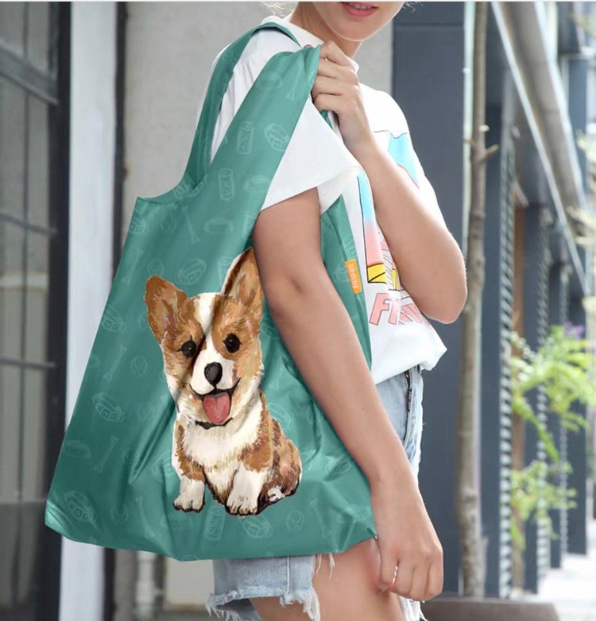 Corgi pattern shopping bag