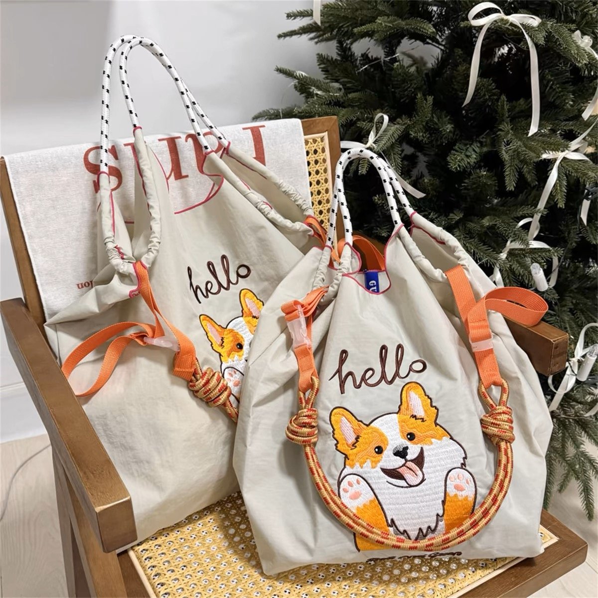 Corgi pattern tote bag